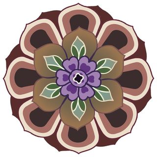 复古中式国潮风敦煌花纹装饰图案花卉藻井肌理圆形边框素材