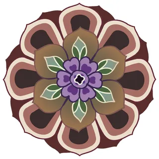 复古中式国潮风敦煌花纹装饰图案花卉藻井肌理圆形边框素材