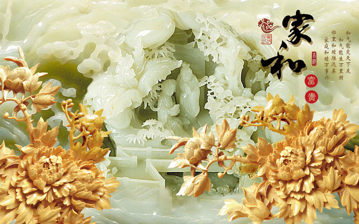 雕塑玉雕背景风景