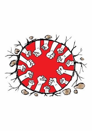 团结就是力量 拳头 石头 裂痕