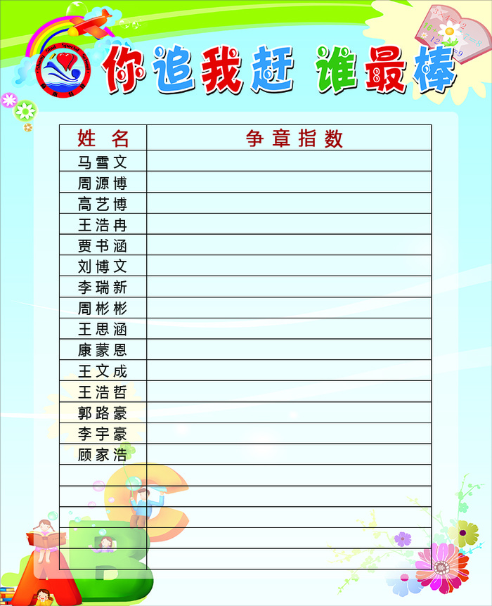 幼儿园评比栏