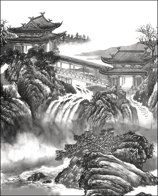 中国古风元素山水