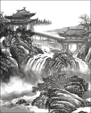 中国古风元素山水