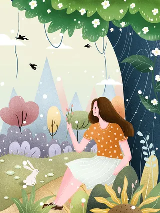 大气妇女节女神女王女生母亲节卡通手绘插图插画海报素材设计模板