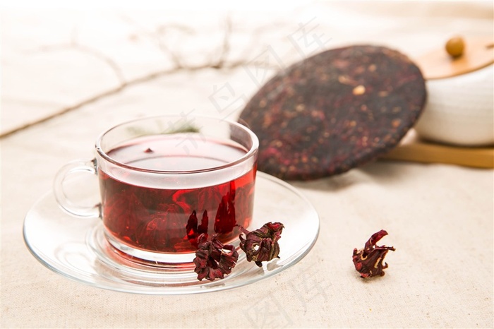 洛神花茶饼茶水摄影