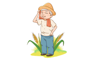 五一劳动节农民擦汗场景