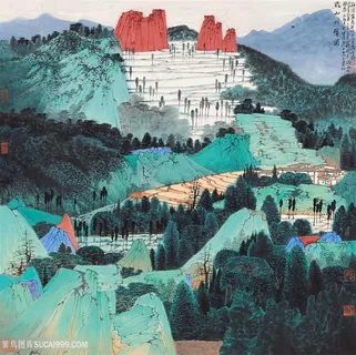 薛亮水墨画水墨山脉广场艺术风景画