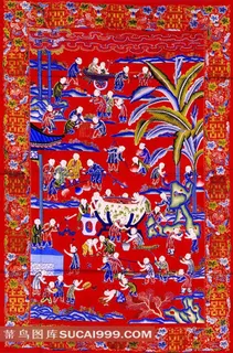 古典孩童嬉戏喜子刺绣 古典孩童嬉戏喜子刺绣