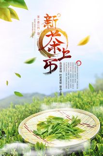 小清新绿色春茶上市茶文化海报