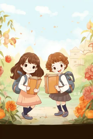 开学学习学生儿童草地背景