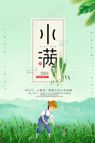 清新二十四节气小满节日海报