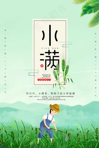 清新二十四节气小满节日海报