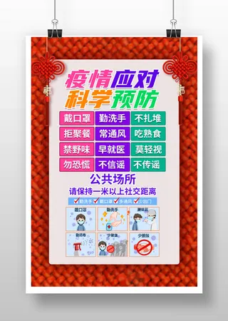 疫情应对科学预防疫情防控海报展馆展厅文化墙