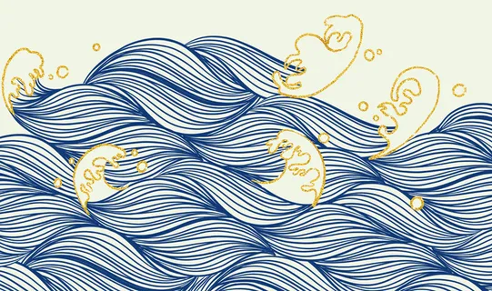 中国风鎏金浪花波浪矢量