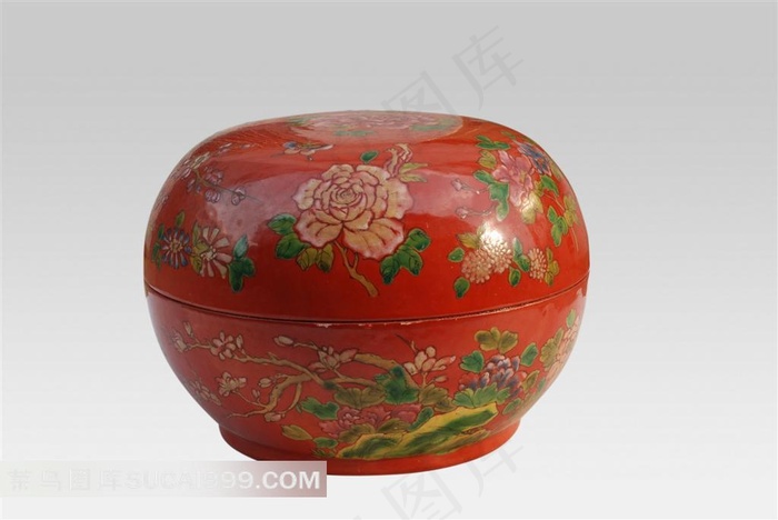 精美花卉图案钵盂素材