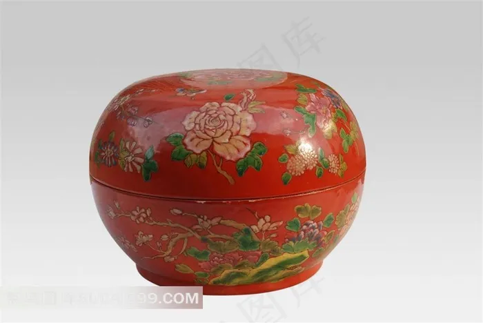 精美花卉图案钵盂素材