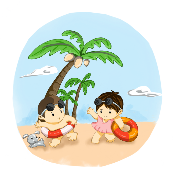 海边旅游的孩子