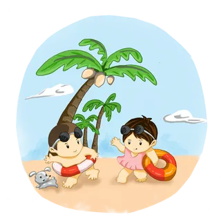 海边旅游的孩子