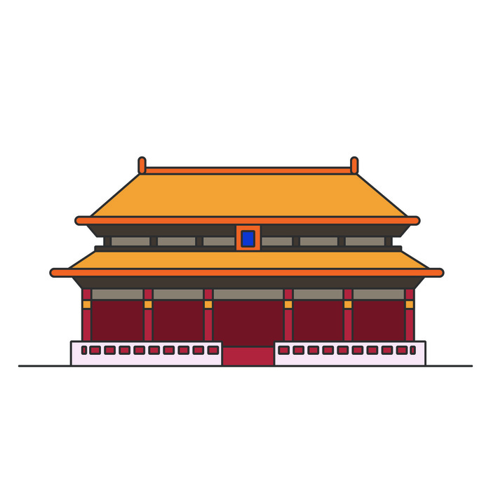 复古中国风国潮古建筑插画手绘高楼古塔AI素材亭子png免抠图ai矢量模版下载