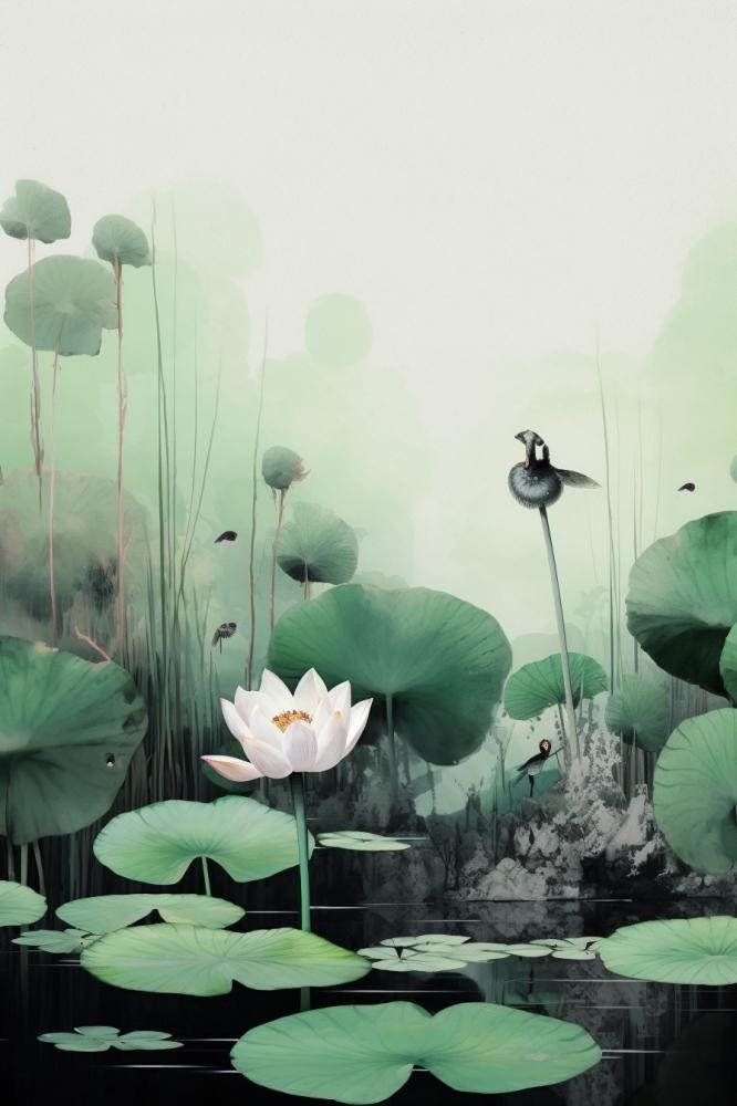 中国风水墨蜻蜓荷花节气背景