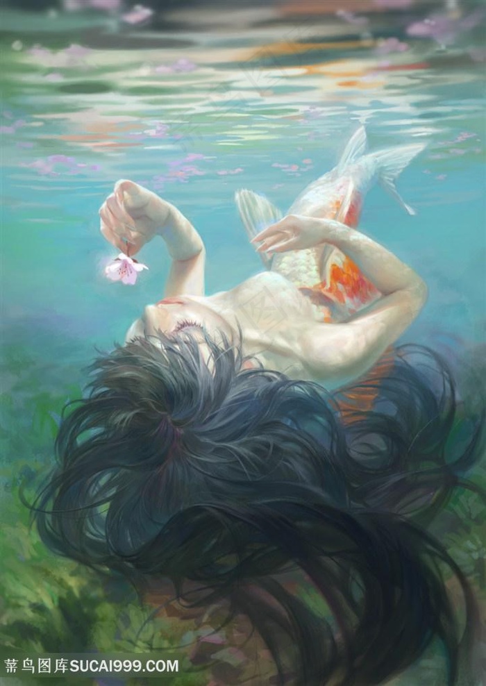唯美水中美女日本动漫图片