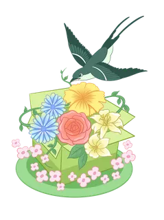 清明元素卡通春天清明节晚春绿色