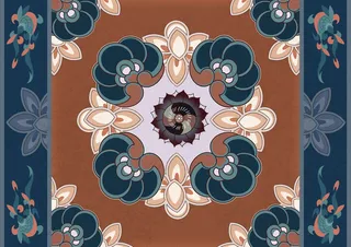 复古中式国潮风敦煌花纹装饰图案花卉藻井肌理圆形边框素材