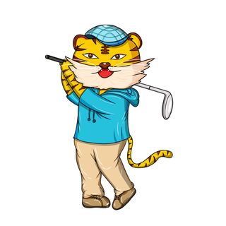 手绘2022虎年新年春节卡通老虎形象IP插画元素PSD设计素材图案