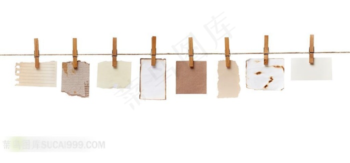 吊牌和便签系列 - 被夹子夹起来的便签