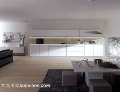 家居橱柜和餐桌摆设摄影图