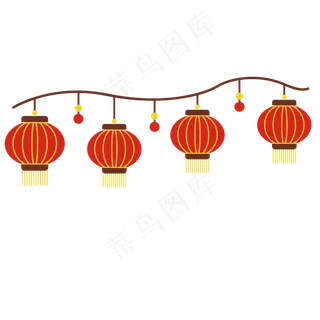 中国风 手绘 卡通元素 传统 复古红 灯笼装饰 PNG 免抠 
