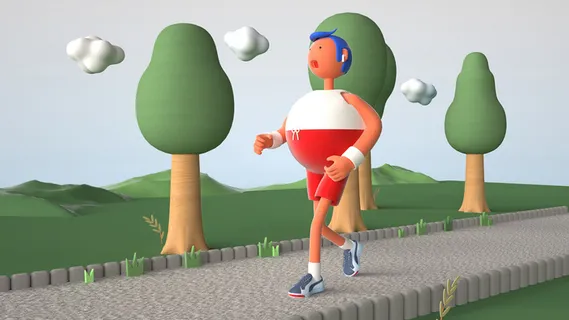 个性定制卡通风格马拉松跑步运动C4D元素