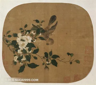 南宋争禽图页素材