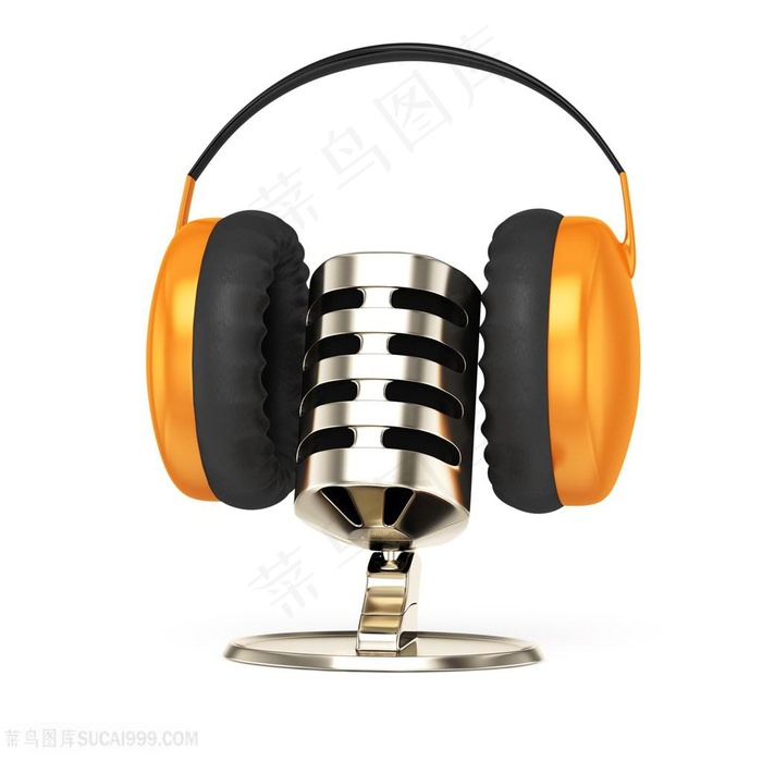 耳机与麦克风特写高清图片