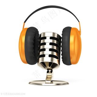 耳机与麦克风特写高清图片