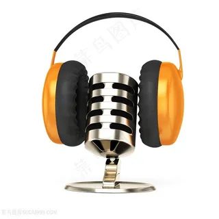 耳机与麦克风特写高清图片