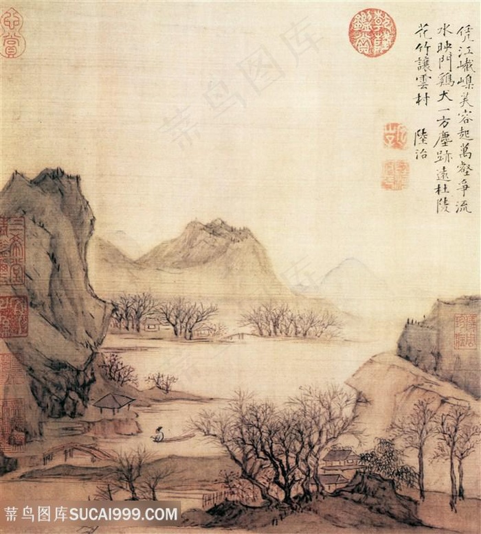 中国风界画花溪渔隐图