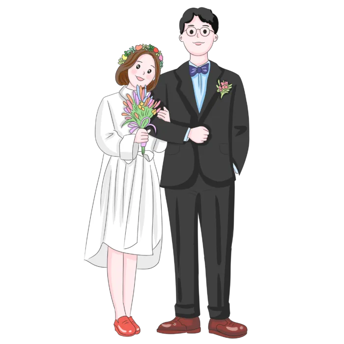 婚纱卡通人物婚礼白纱结婚婚纱摄影手绘
