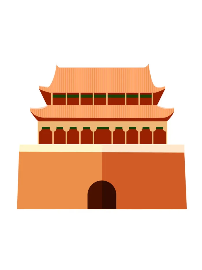 复古中国风国潮古建筑插画手绘高楼古塔AI素材亭子png免抠图ai矢量模版下载