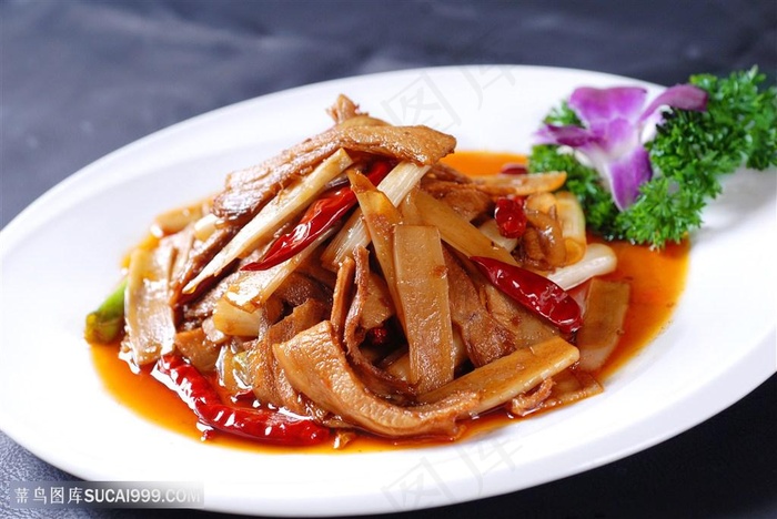 江湖汗蒸香辣回锅肉中华美食摄影图