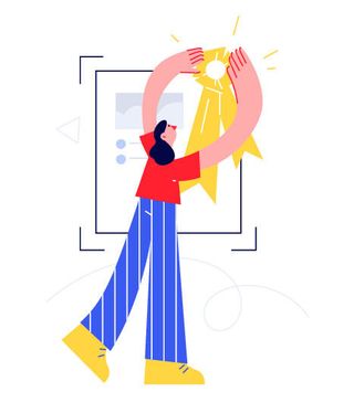 扁平风简笔画抽象会议人物插画