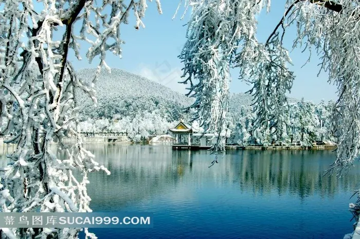 园林雪景摄影素材