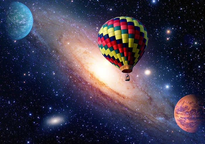美丽的热气球与宇宙高清图片