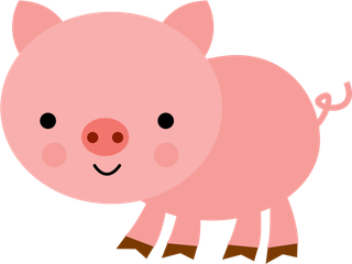 粉色小猪卡通简笔现代农业