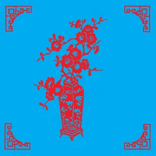 花瓶剪纸 剪纸风元素