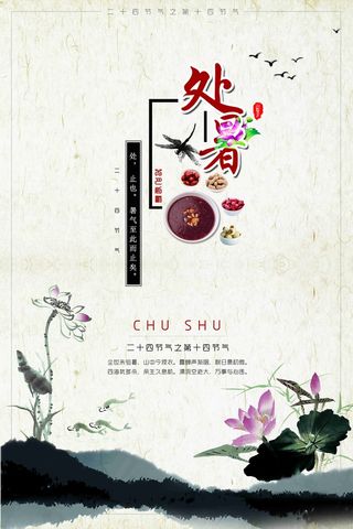 中国风二十四节气处暑海报