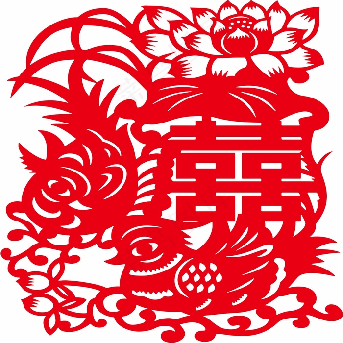 喜剪纸 剪纸风元素ai矢量模版下载