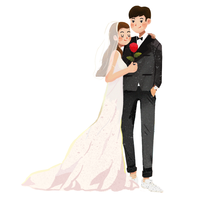 婚纱卡通人物婚礼白纱结婚婚纱摄影手绘