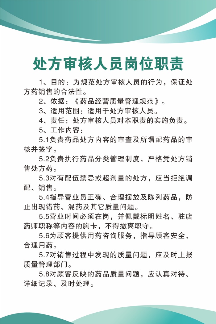 医院医药诊所制度牌审核人员cdr矢量模版下载