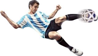 足球运动员踢球射门免抠